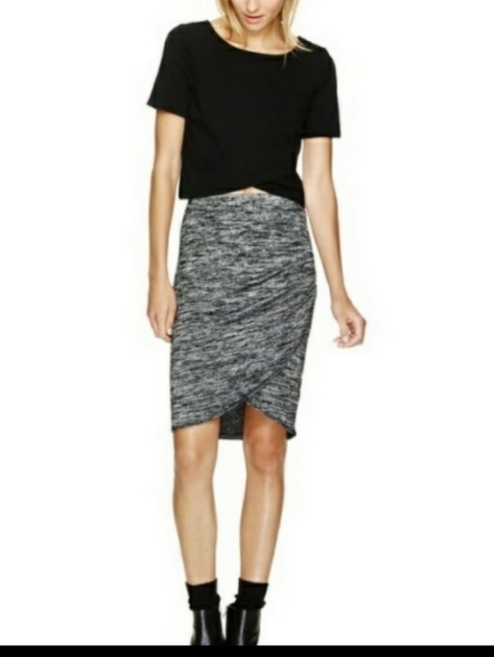 wilfred free knit charcoal slub midi skirt